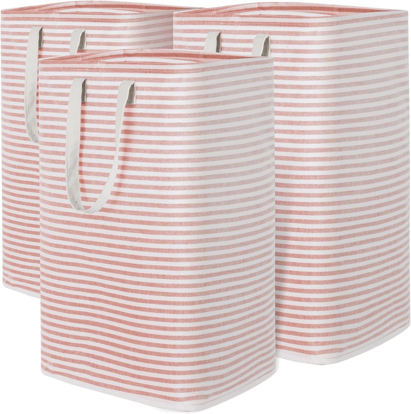 Lifewit 3 Pack Laundry Hamper Large Collapsible Laundry Baskets, Freestanding Waterproof Clothes Hamper with Easy Carry Handles in Laundry Room Bedroom Bathroom College Dorm for Adults, Pink, 3 x 80L
