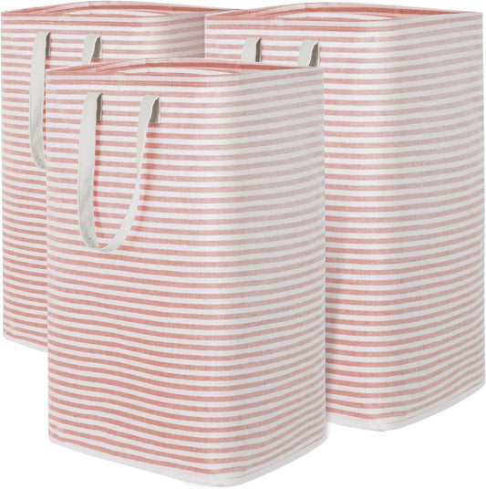 Lifewit 3 Pack Laundry Hamper Large Collapsible Laundry Baskets, Freestanding Waterproof Clothes Hamper with Easy Carry Handles in Laundry Room Bedroom Bathroom College Dorm for Adults, Pink, 3 x 80L