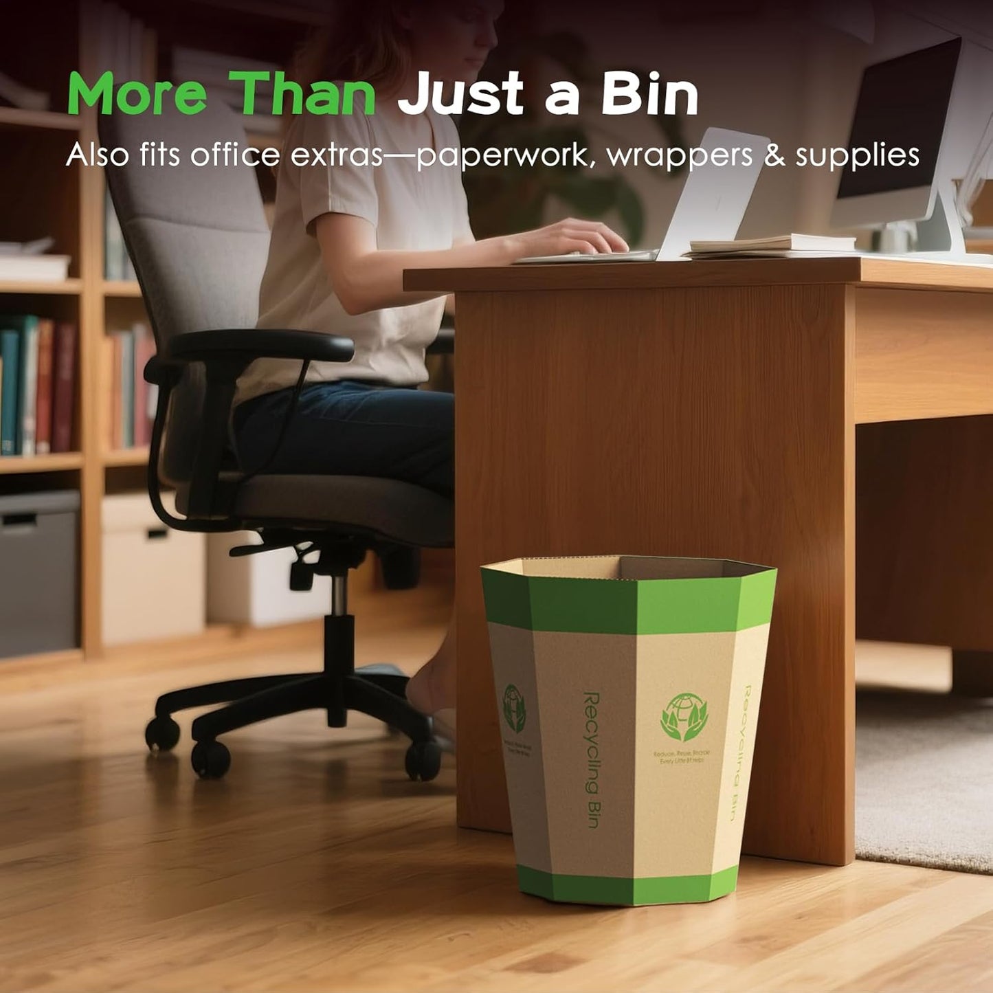 6-Pack Cardboard Trash Can – Foldable, Recyclable, Plastic-Free & Reusable Small Waste Paper Basket - Garbage Bin Perfect for Office, Bedrooms, Home, Events & Outdoor Activities (2.1 Gallon)