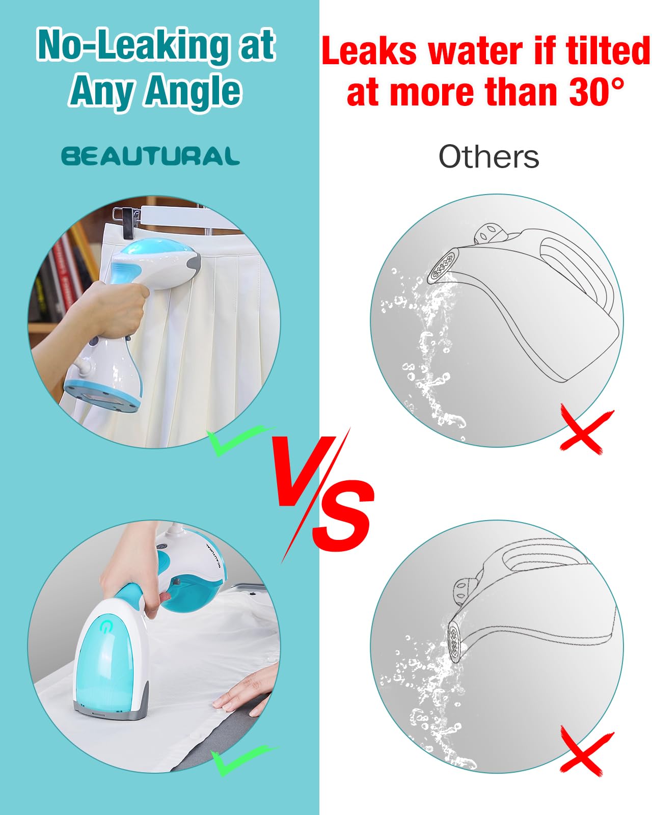 BEAUTURAL Steamer for Clothes, Handheld Garment Fabric Wrinkle Remover