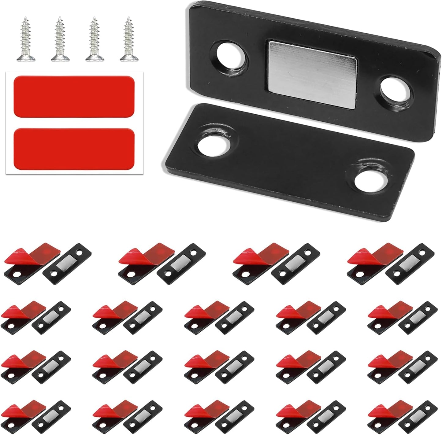 Cabinet Magnetic Catch, 20 Pack Black Ultra Thin Magnetic Cabinet Door Catch, Adhesive Cabinet Magnets for Kitchen Drawer Cabinet Door Closet, Concealed Strong Magnetic Cabinet Latch