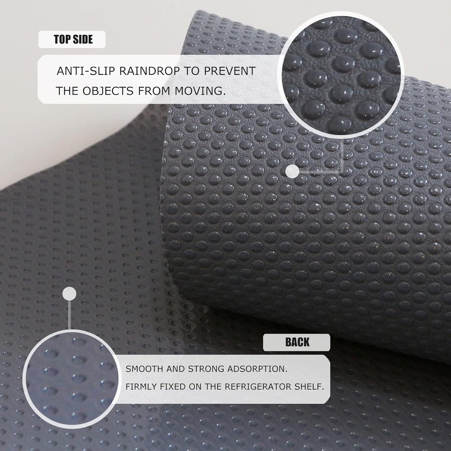 8Pcs Refrigerator Liners, Washable Fridge Liner Mats Covers Pads for Glass Shelf Cupboard Cabinet Drawer Home Kitchen Accessories Organization (Gray)