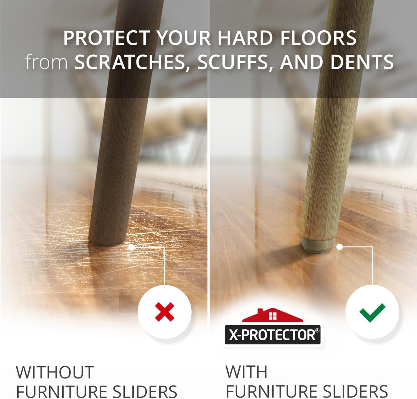 Chair Glides X-PROTECTOR – 16 PCS 1" Furniture Glides – Screw-On Chair Sliders – Premium Chair Leg Floor Protectors – Slide Furniture Effortlessly on All Floor Types with Small Furniture Sliders!