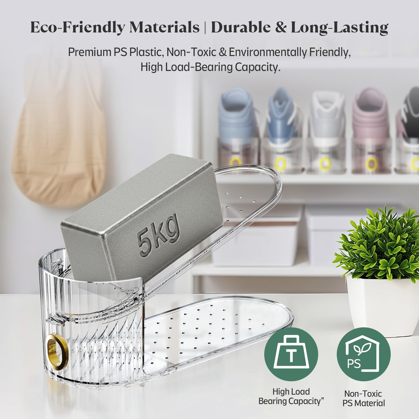 SummerVines Clear 10 Pack Shoe Slot Organizer, Shoe Stacker Organizer Holders for A Pair of Shoes