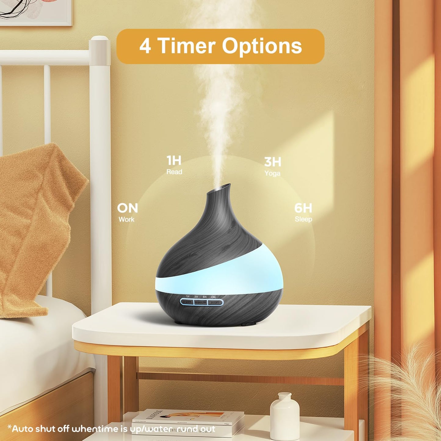 HJTHJT 500ML Essential Oil Diffuser for Home: 14 Color LED Humidifier
