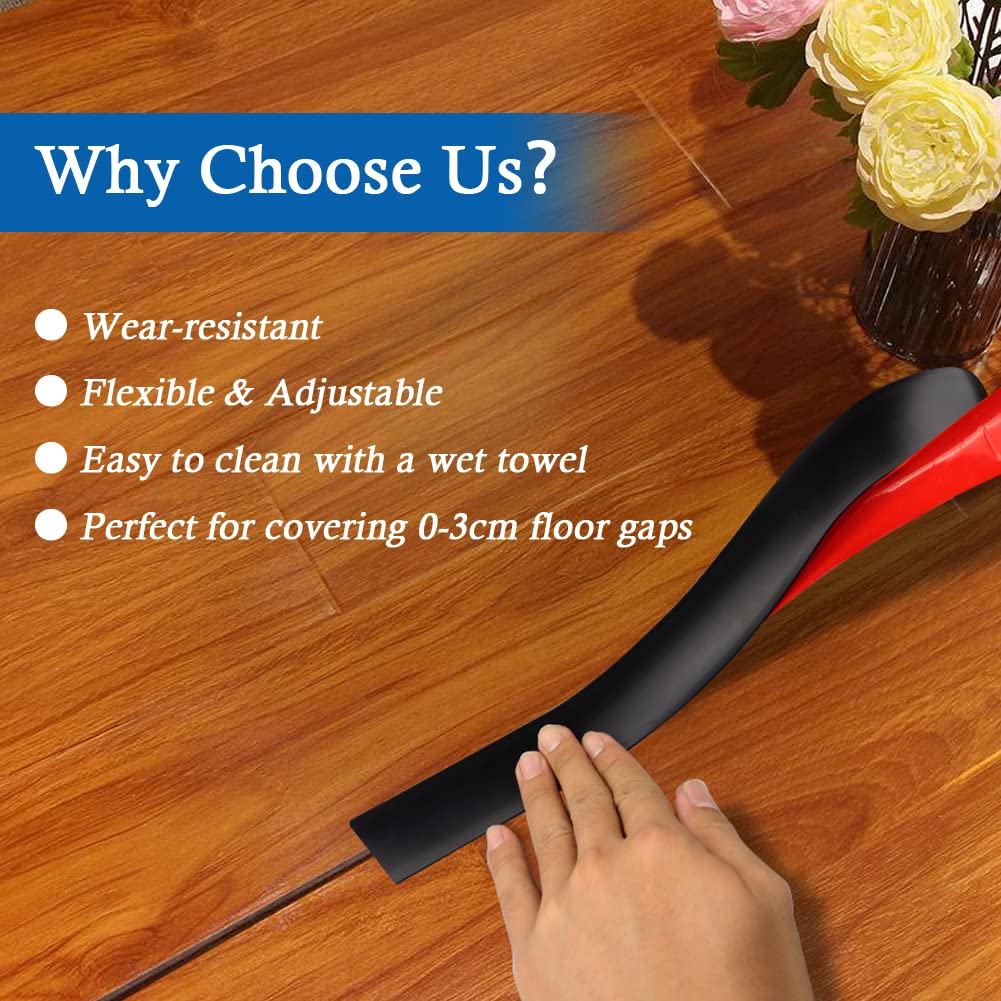 Floor Transition Strip Self Adhesive Floor Cover Strips Laminate 3" Wide Vinyl Flat Divider Transitions (7.5cm, 6.56Ft, Black)