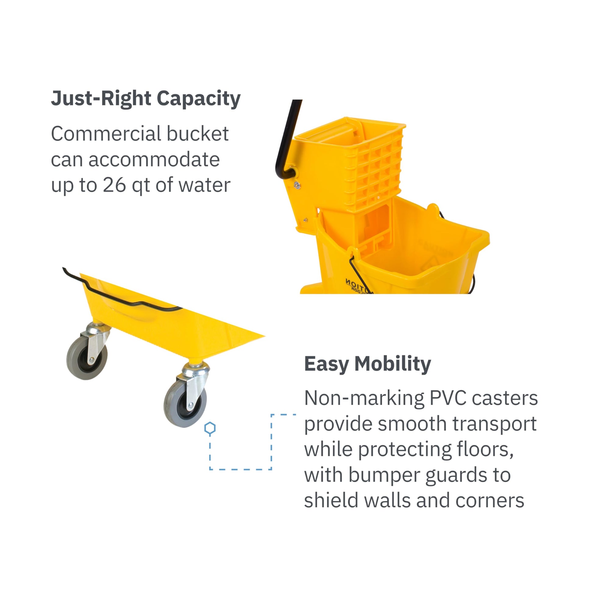 Carlisle FoodService Products 26 Qt Mop Bucket with Side Wringer, Yellow