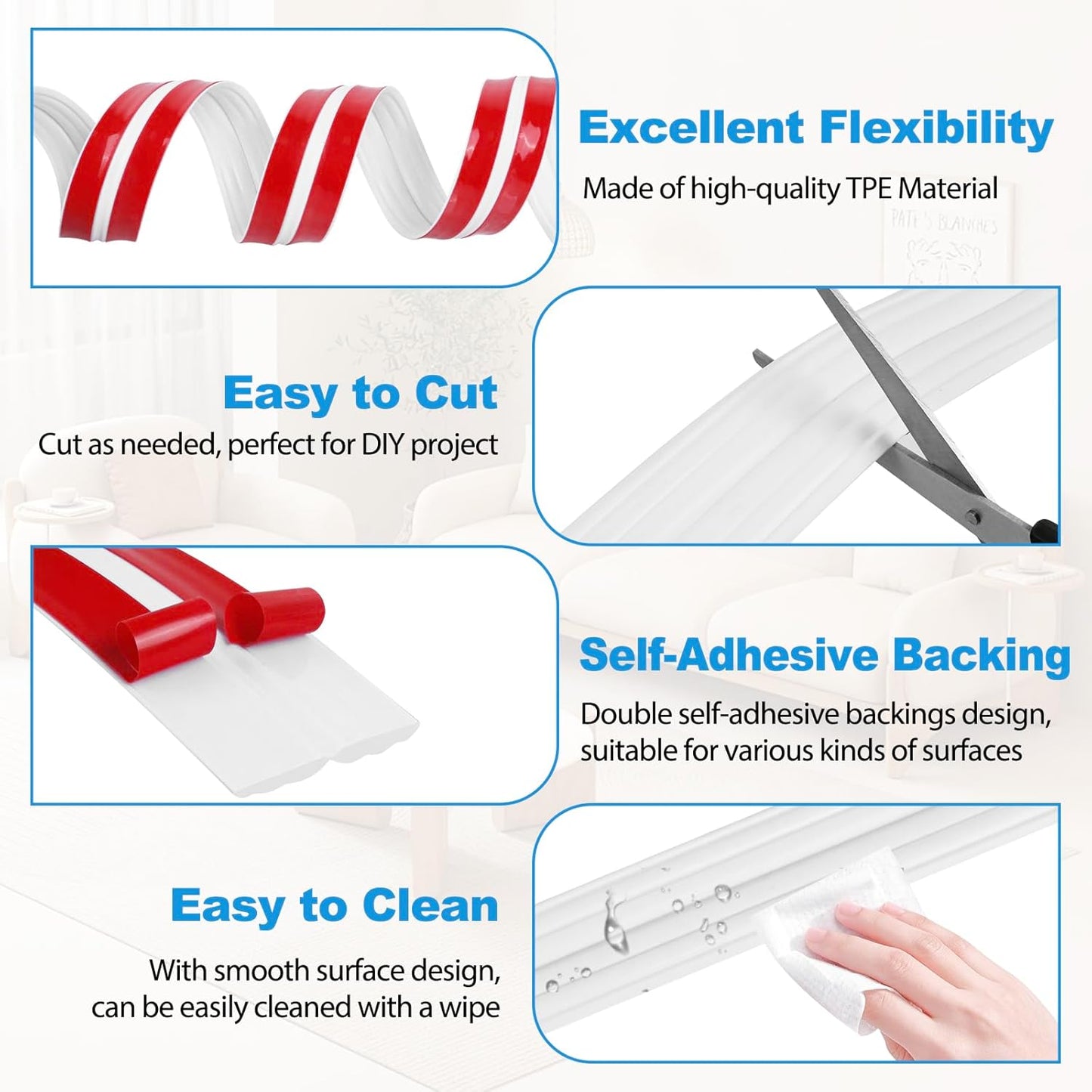 Wall Corner Protector Peel and Stick Corner Trim Molding Flexible Inside & Outside Wall Edge Guard Self Adhesive Moulding Trim for Edge Use, White, 2.3” W x 10’ L