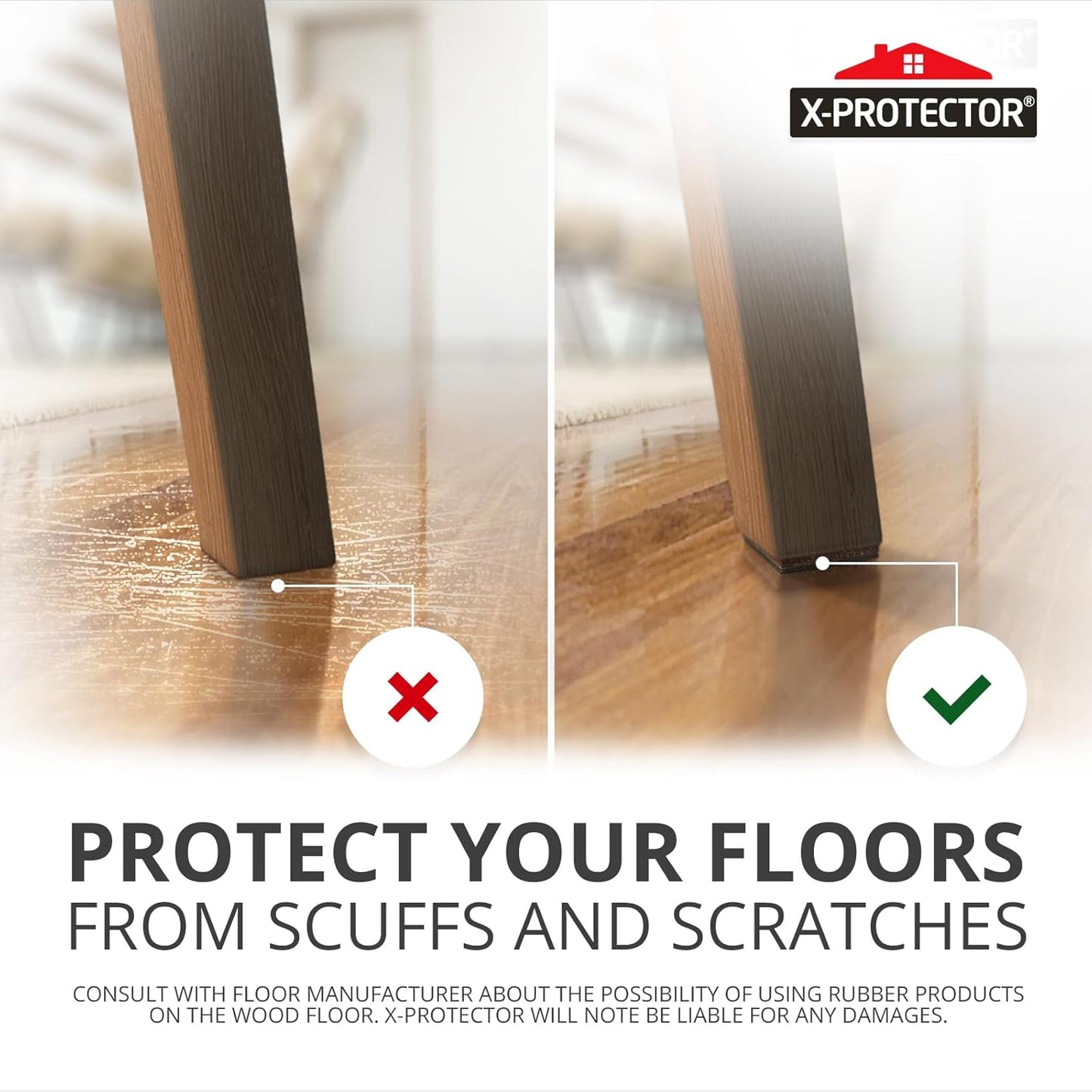 Non Slip Furniture Pads X-PROTECTOR – 16 PCS Furniture Grippers 2 1/2" - Ideal Self-Adhesive Rubber Feet for Furniture Feet – Non Skid Furniture Pads Floor Protectors – Keep Furniture in Place!