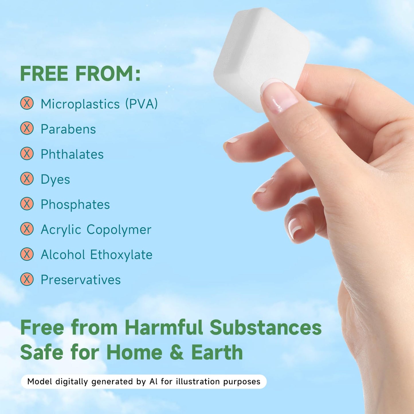 Shinyclean 100% Plastic-Free Dishwasher Tablets, Free & Clear, 32 Count