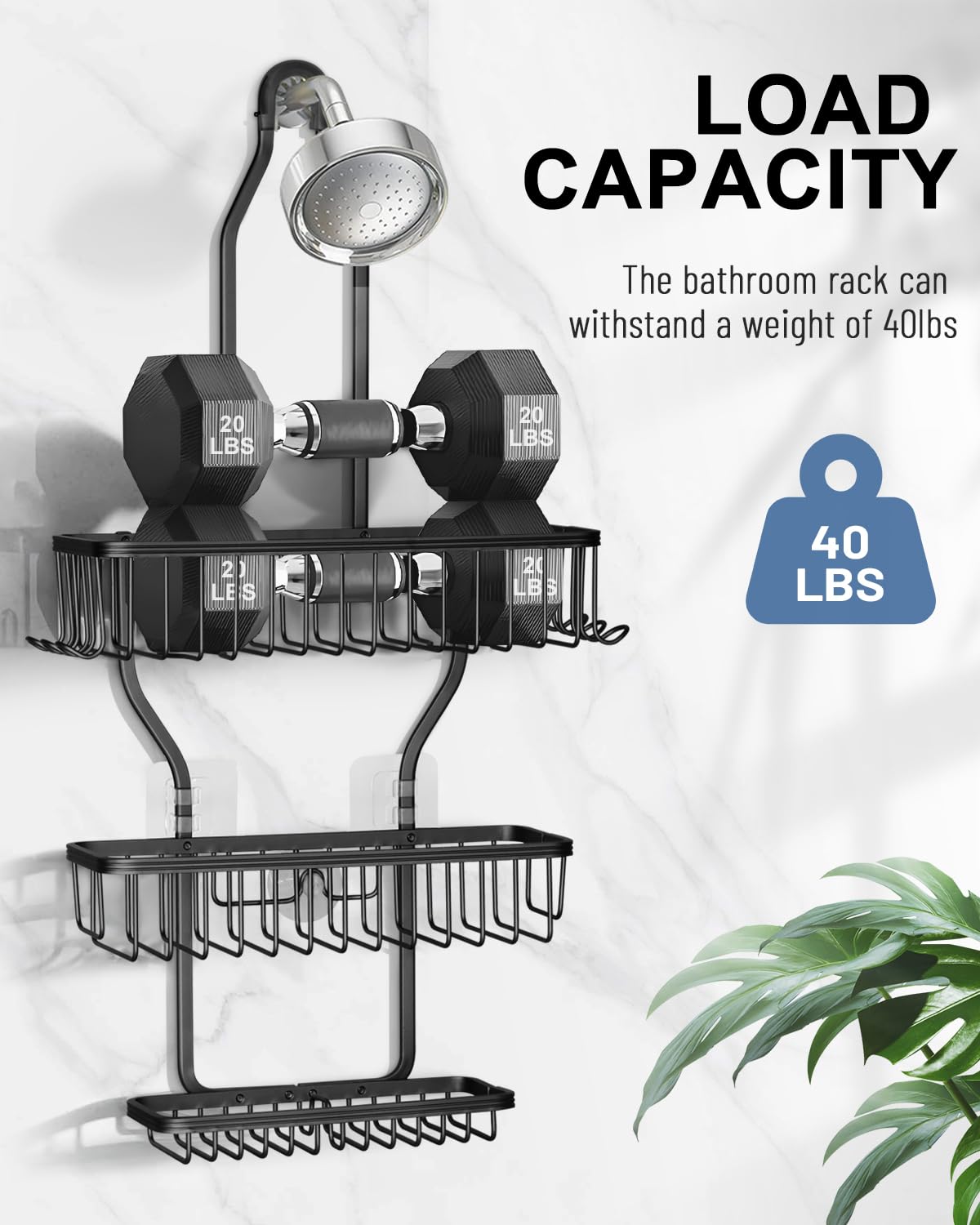 MSAICOE Shower Caddy Hanging - Never Rust Shower Hanging Organizer - Aluminum Over the ShowerHead