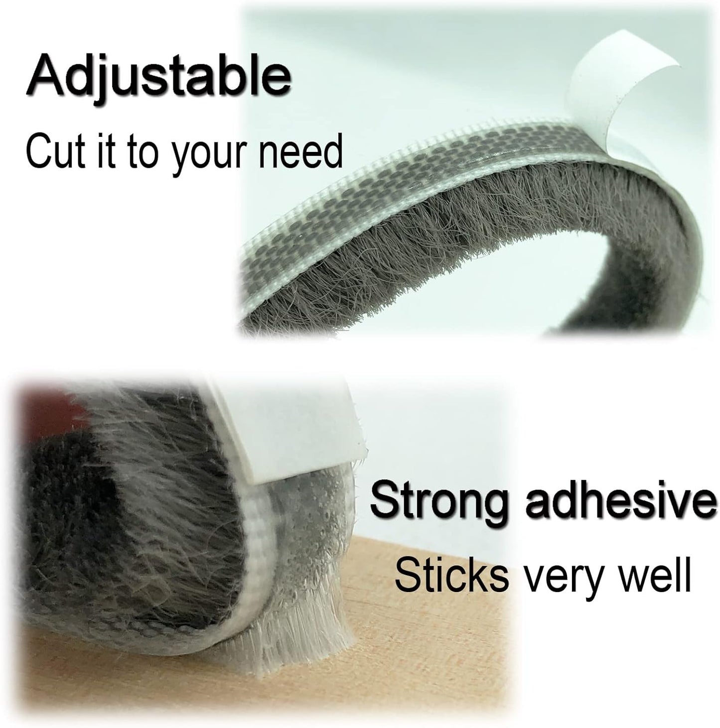 32 Ft Weather Stripping Self Adhesive Seal Strip Weatherstrip for Windows and Doors House Soundproofing(32ft x11/32 Backing x 9/16 Brush inch, White)