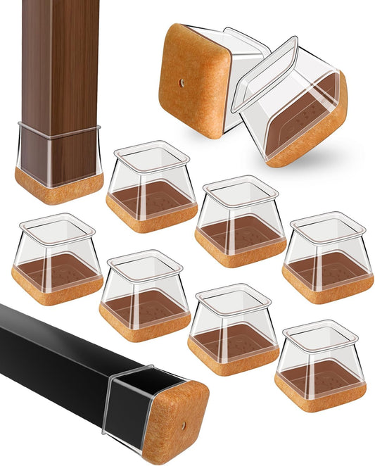 40 Pcs Chair Leg Floor Protectors for Hardwood Floors, Clear Rubber Furniture Sliders with Felt