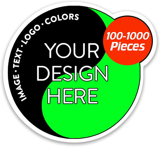 100 Custom Vinyl Stickers - Upload Your own Image, Text, Design, Logo - Personalized Logo Labels for Handmade, Packaging, Bottle, Jars, Candle, Brand Stickers (White, 6x6)