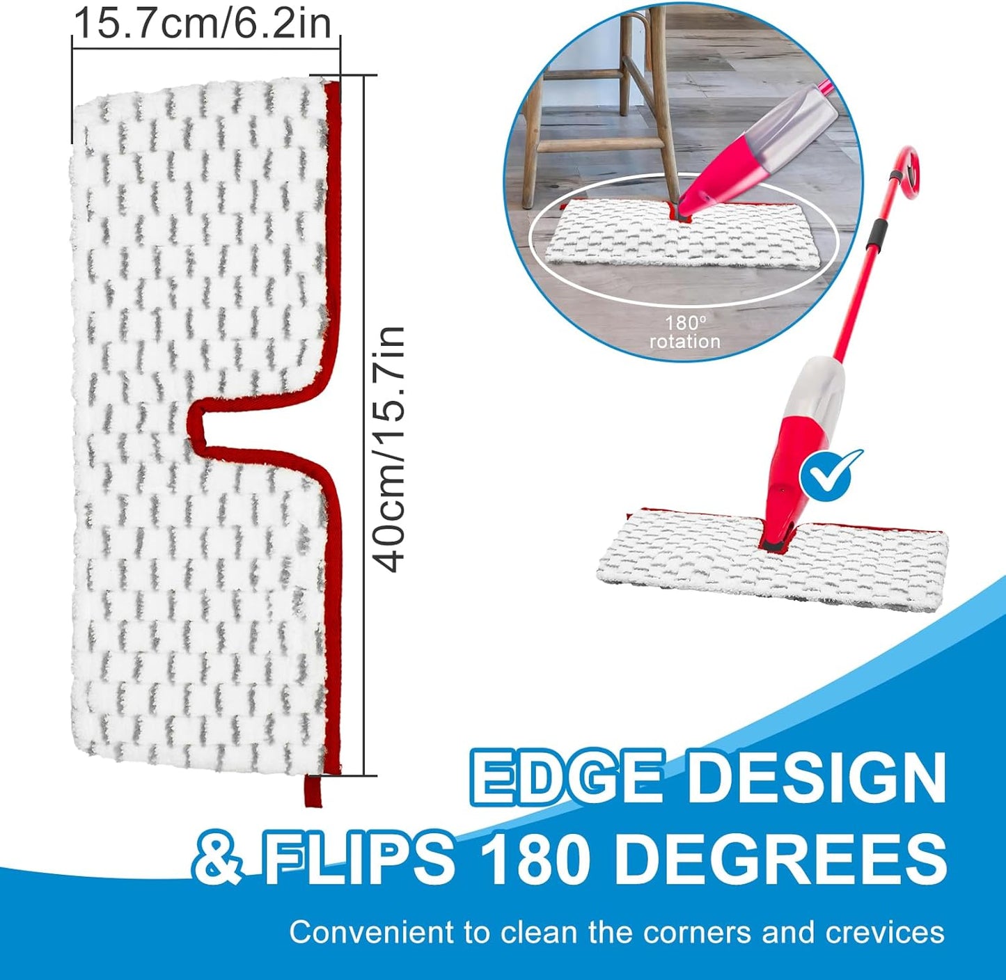 Microfiber Spray Mop Pads Compatible with Promist MAX Spray Mop, Mops Refills for Ocedar Replace Head Replacements, Double Sided Usable Pads for Dry Wet Floor Cleaning (4 Pack Grey)