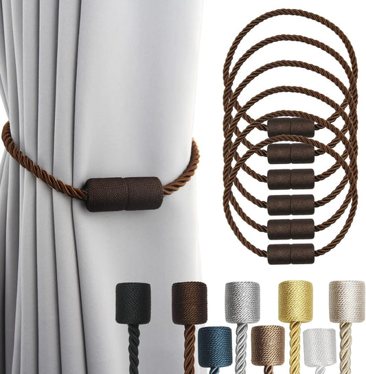 6 Pack Coffee Strong Magnetic Curtain Tiebacks Outdoor Elegant Decorative Tie Backs Modern Rope