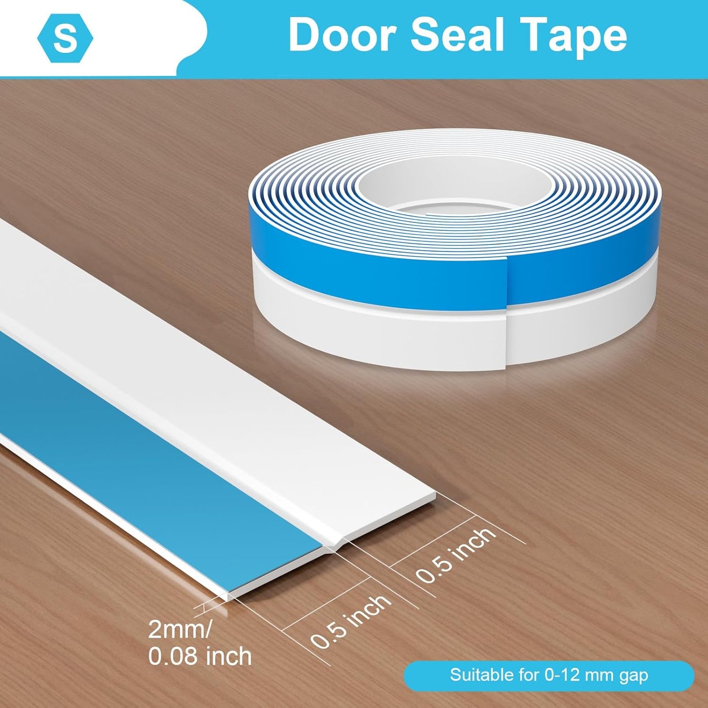 Weather Stripping Door Seal, Silicone Strip for Frame and Gaps Draft Stopper,Glass Shower Door Sweep, White, 20 Feet x 1 Inch