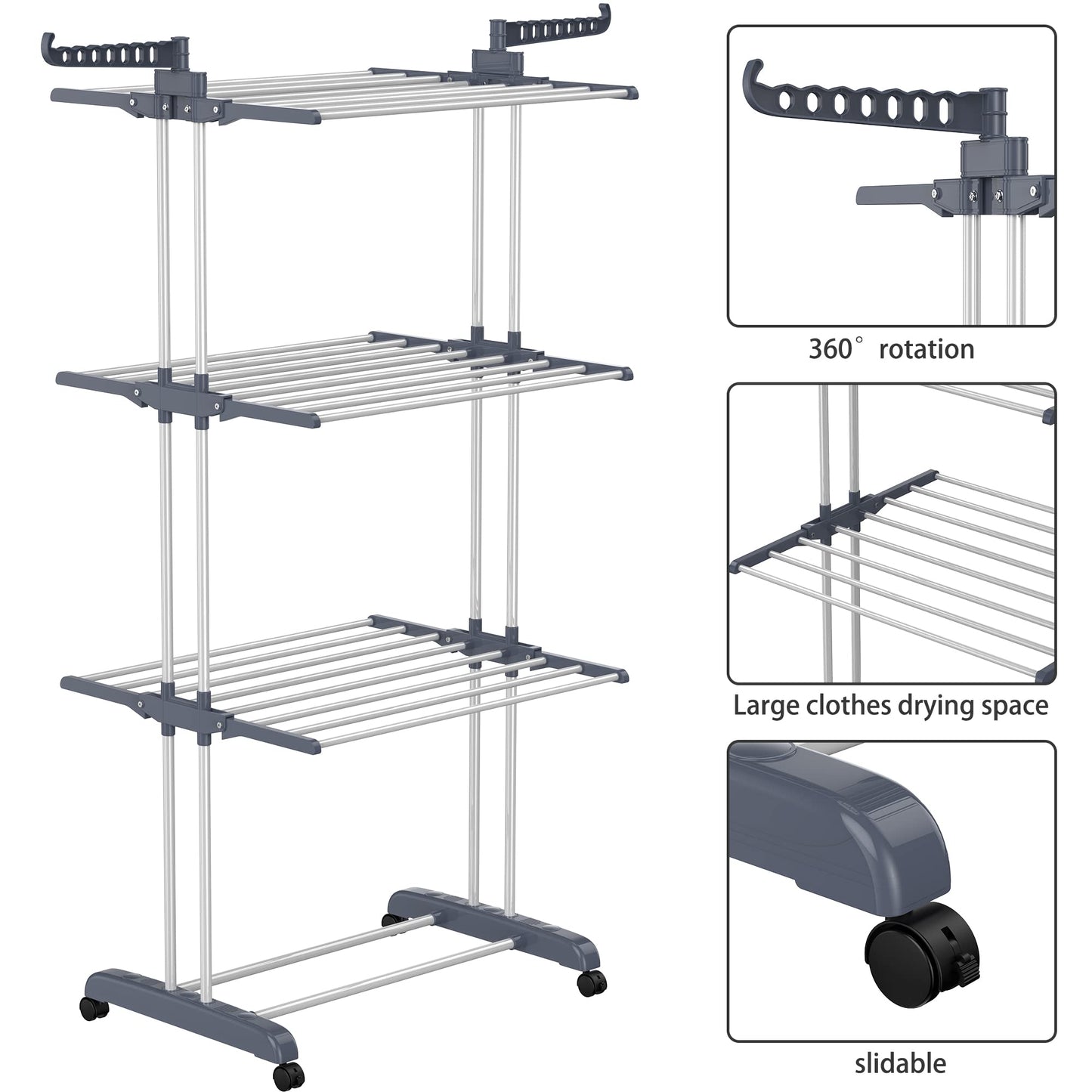 HOMIDEC Clothes Drying Rack, 4-Tier(67.7" H) Foldable Drying Rack Clothing