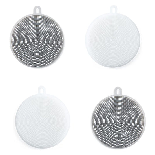 4PCS Silicone Dish Scrubber, Multipurpose Round Silicone Sponges Reusable Dish Brush Dish Brush for