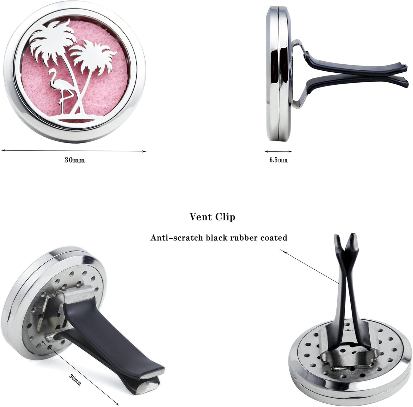 Car Diffuser Vent Clip 30mm Aromatherapy Essential Oil Automotive Diffuser Air Fresheners Vent Clips Car Accessories for Women Birthday Gifts (Flamingo)