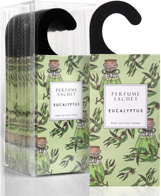 ROSE COTTAGE Large 12 Packs Eucalyptus Hanging Closet Air Freshener Scented Sachets Long Lasting Smell Goods