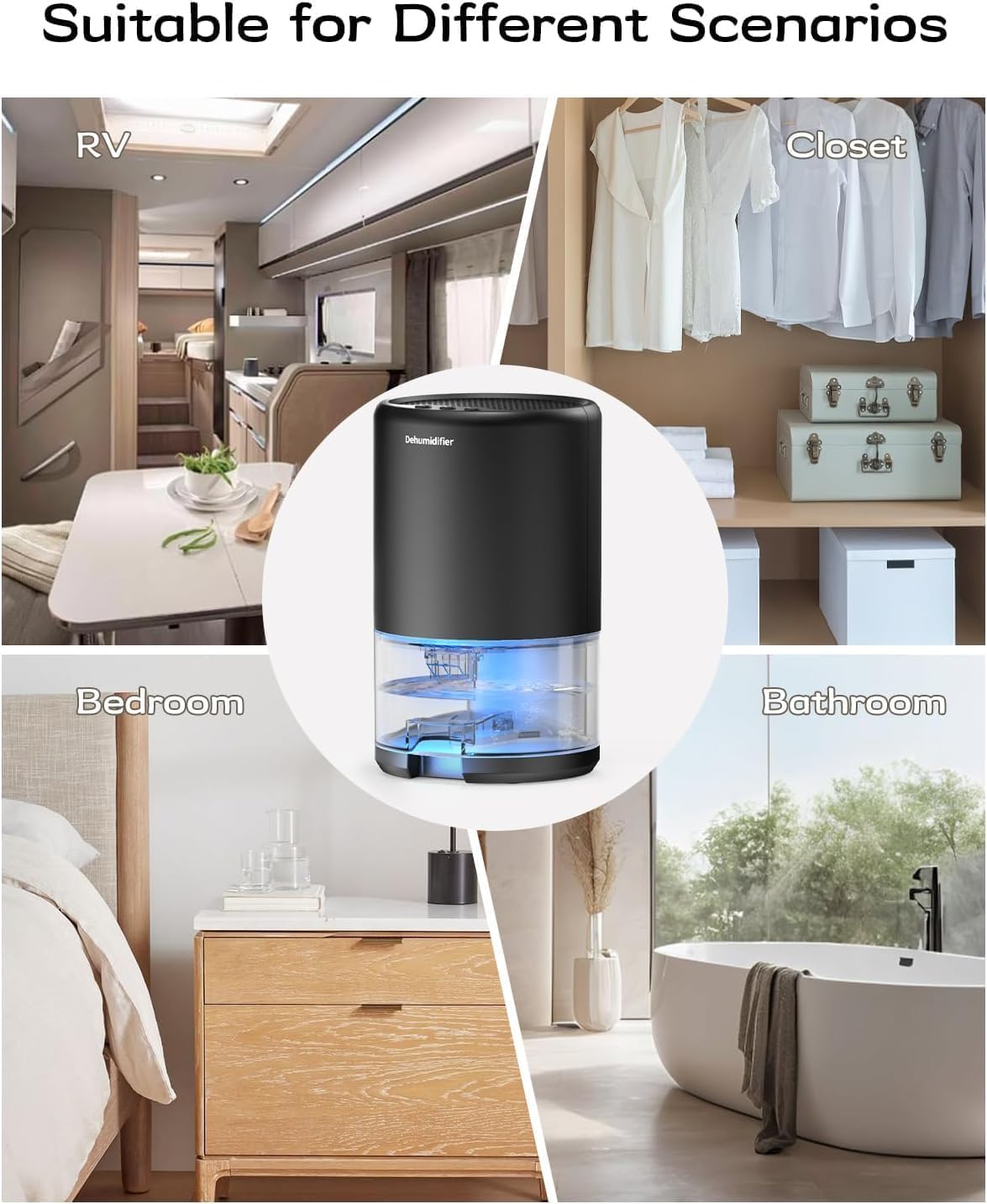 Dehumidifier, 35 oz Small Dehumidifiers for Home, Bathroom, Bedroom, Rooms, Ultra-Quiet with Sleep