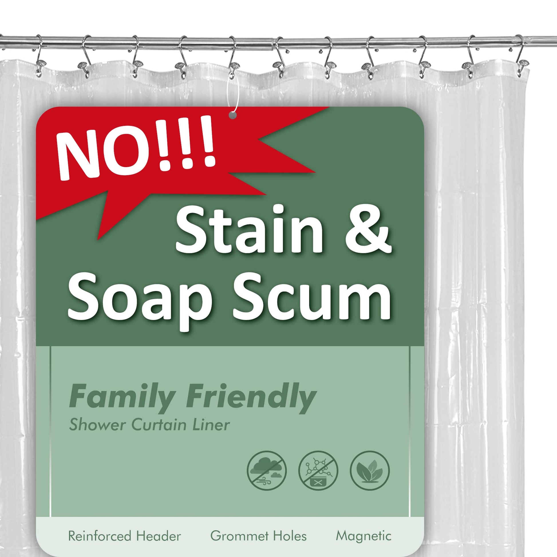 Barossa Design Premium Shower Curtain Liner Standard Size, Clear
