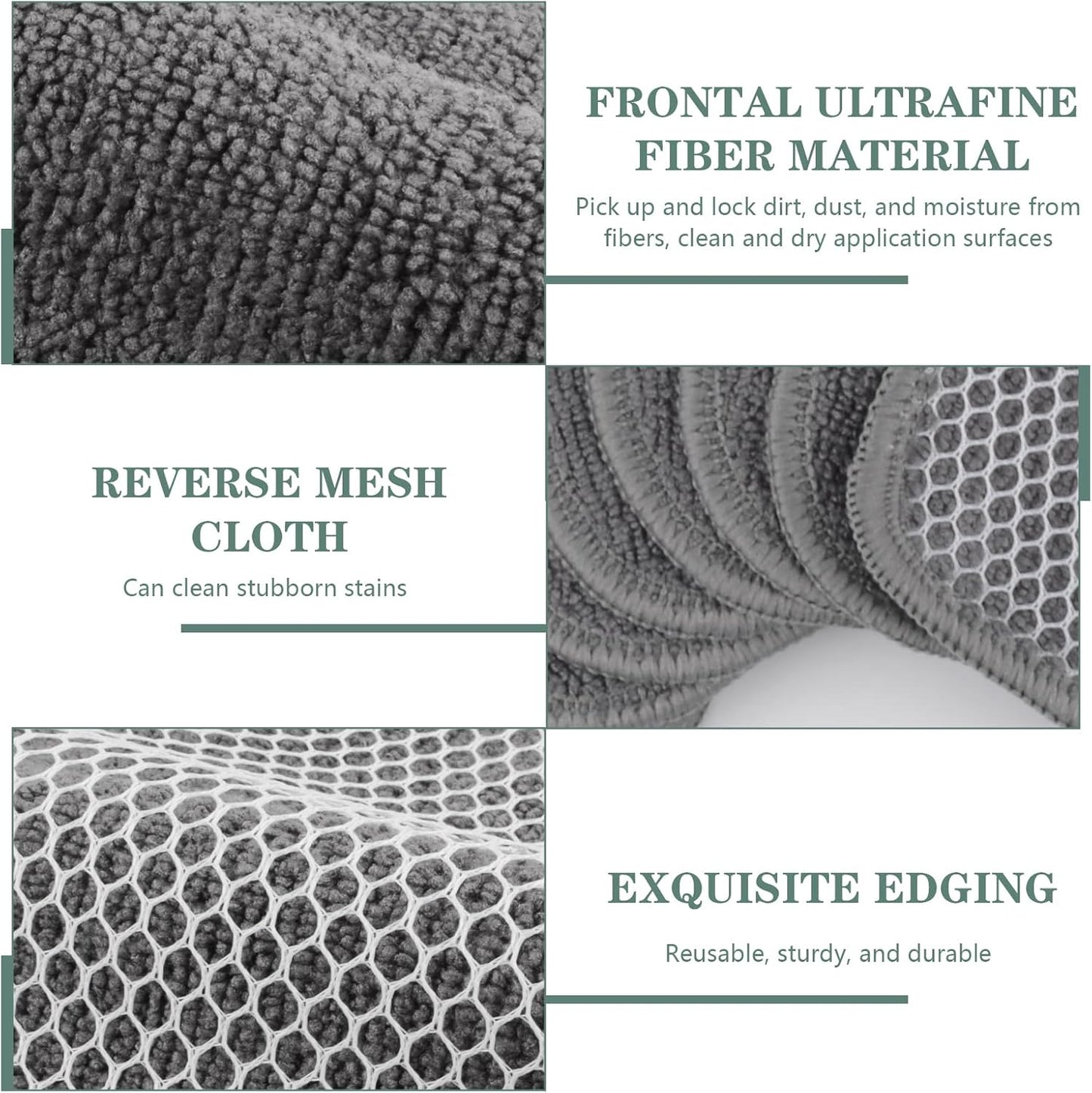 SINLAND Microfiber Dish Cloth for Washing Dishes Dish Washing Rags Best Kitchen Washcloth Cleaning Cloths Wash Cloths with Poly Scour Side 7.87Inchx7.87Inch 10 Pack Grey