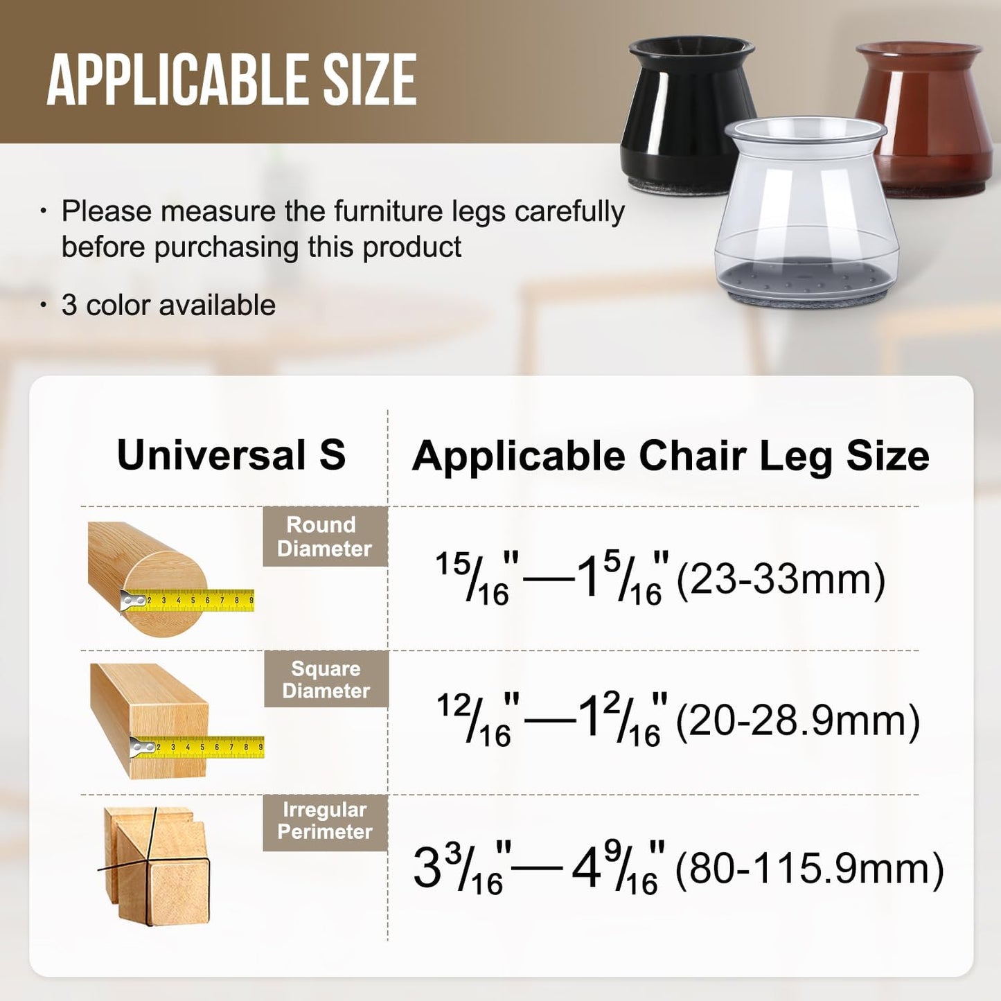 BUMACO 20Pcs Chair Leg Floor Protectors Chair Leg Protectors for Hardwood Floors Silicone Pads Covers to Protect Floors Black-20 Pcs Universal S(15/16" to 1-5/16")