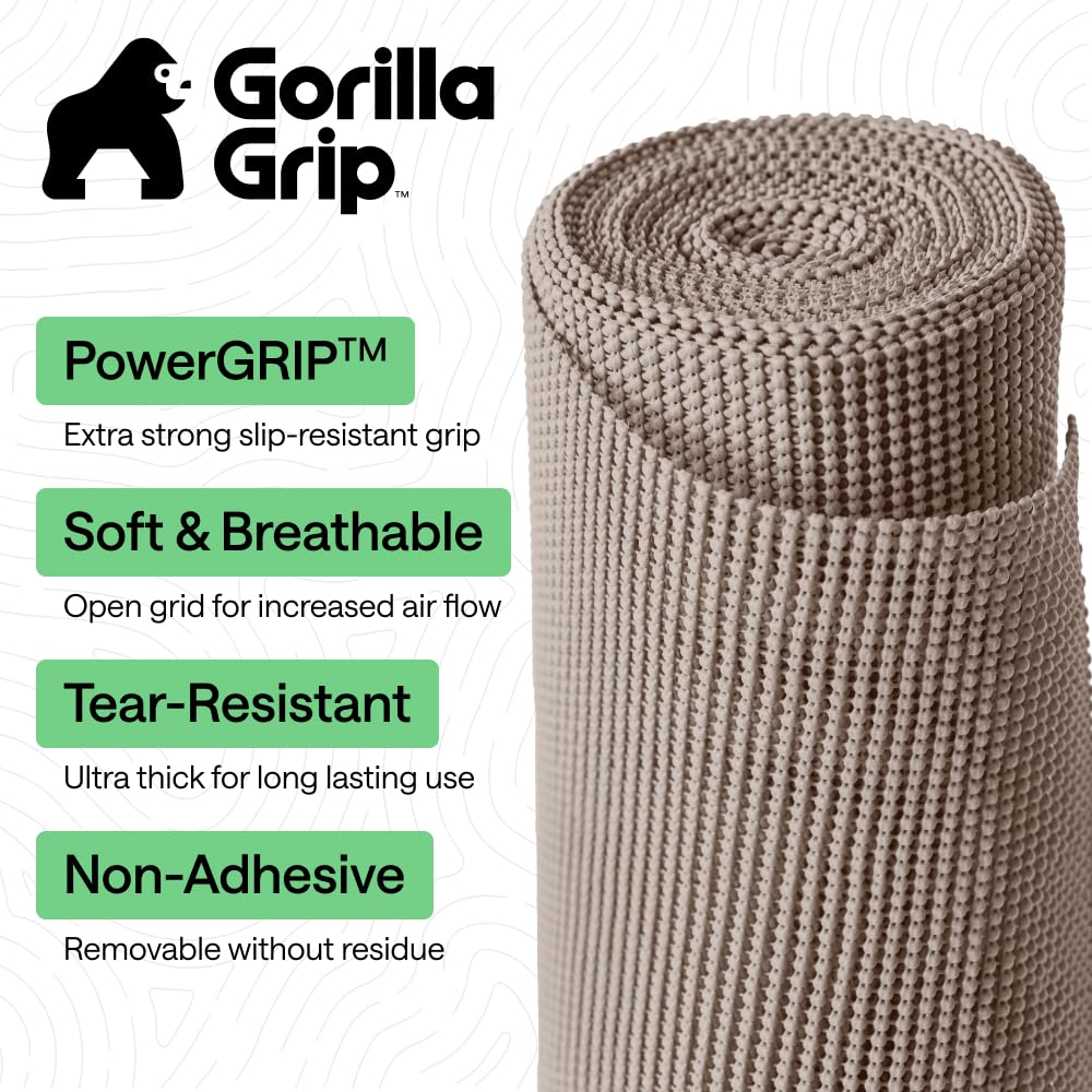 GORILLA GRIP powerGRIP Drawer Shelf and Cabinet Liner, Thick Strong Hold, Non-Adhesive Liners