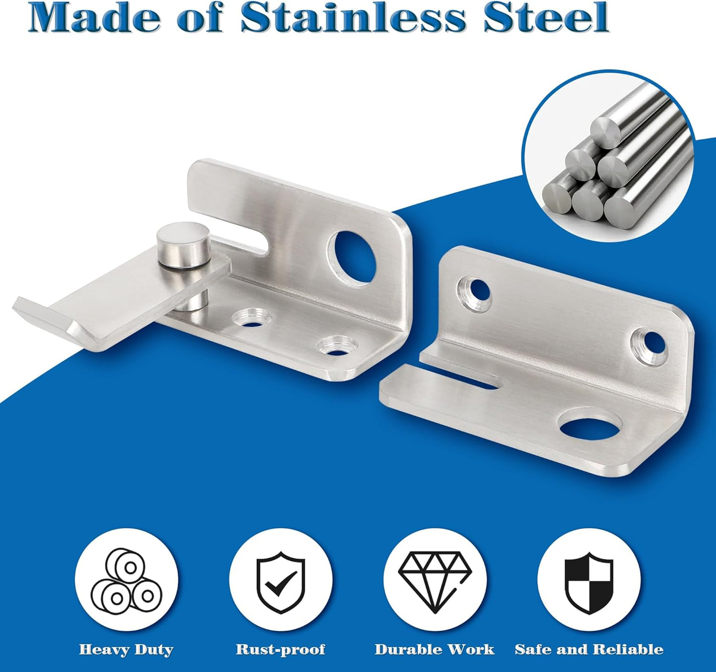 Alise Flip Latch,Gate Latches Slide Bolt Latch Safety Door Lock Catch for Barn Cabinet Pet Cage Wood Fence Bathroom Garage Window,SUS304 Stainless Steel Gate Hardware Locks,Brushed Nickel MS5009