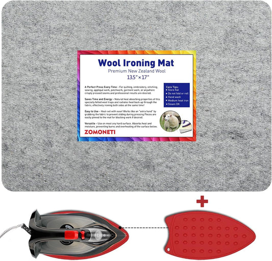 ZOMONETI 17" x 13.5" Wool Pressing Mat 100% New Zealand Felted Wool Ironing Mat Pad Blanket for Quilter, Sewing, Quilting Supplies and Notions