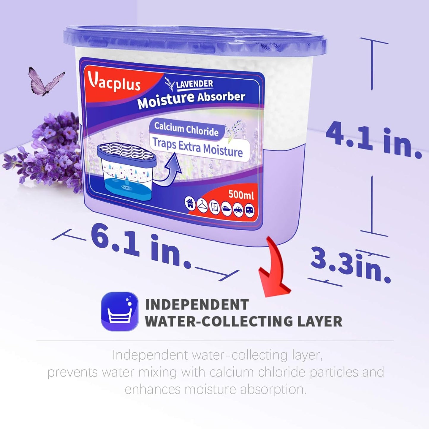Vacplus Moisture Absorbers 6 Pack, 10.5 Oz Portable Humidity Absorber Boxes for Your Bathroom, Closet & Car, Dehumidifier with Lavender Fragrance, Purple