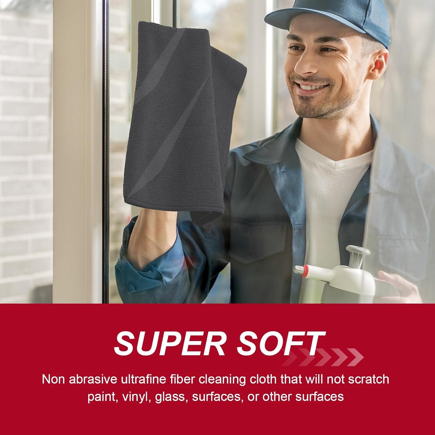 200 Pcs Microfiber Cleaning Cloth 16x16 Inch Microfiber Towels for Car Ultra Absorbent Cleaning Rags Reusable Lint Free Streak Free Detailing Towel for Car Washing Drying Dusting (Black)