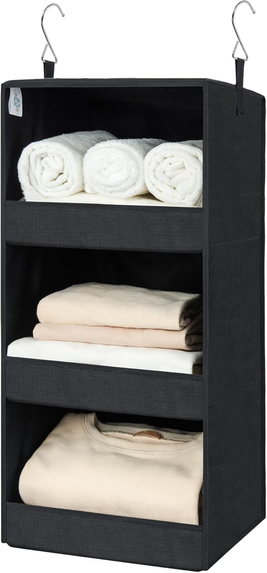 GRANNY SAYS 3-Shelf Hanging Closet Organizer, Collapsible Closet Hanging Shelves, Nursery Hanging