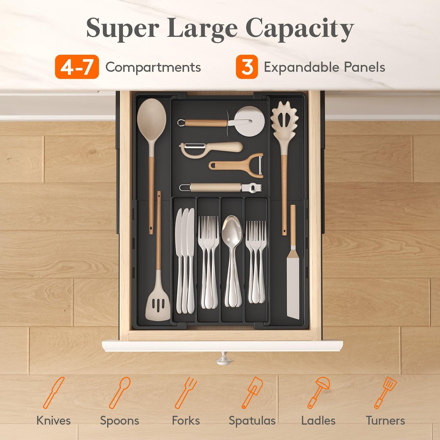 Lifewit Expandable Silverware Drawer Organizer, Utensil Tray for Kitchen