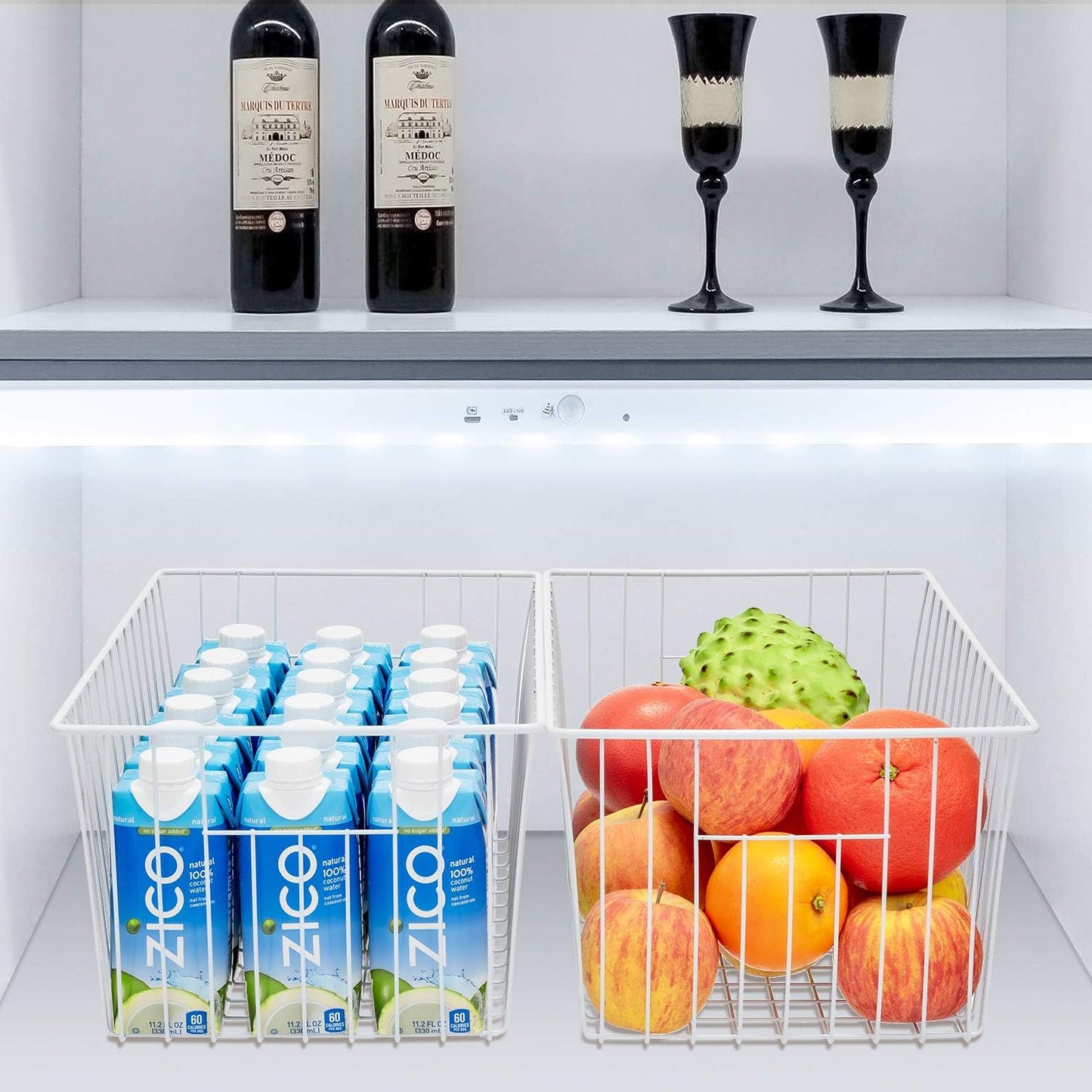 16inch Upright Freezer Organizer Baskets for 13-14,16-21 cu.ft Standup Freezer, Settle freezer chaos and reduce food waste effectively, Durable, Fully Use Space, Improve Air Circulate, White, 4pcs