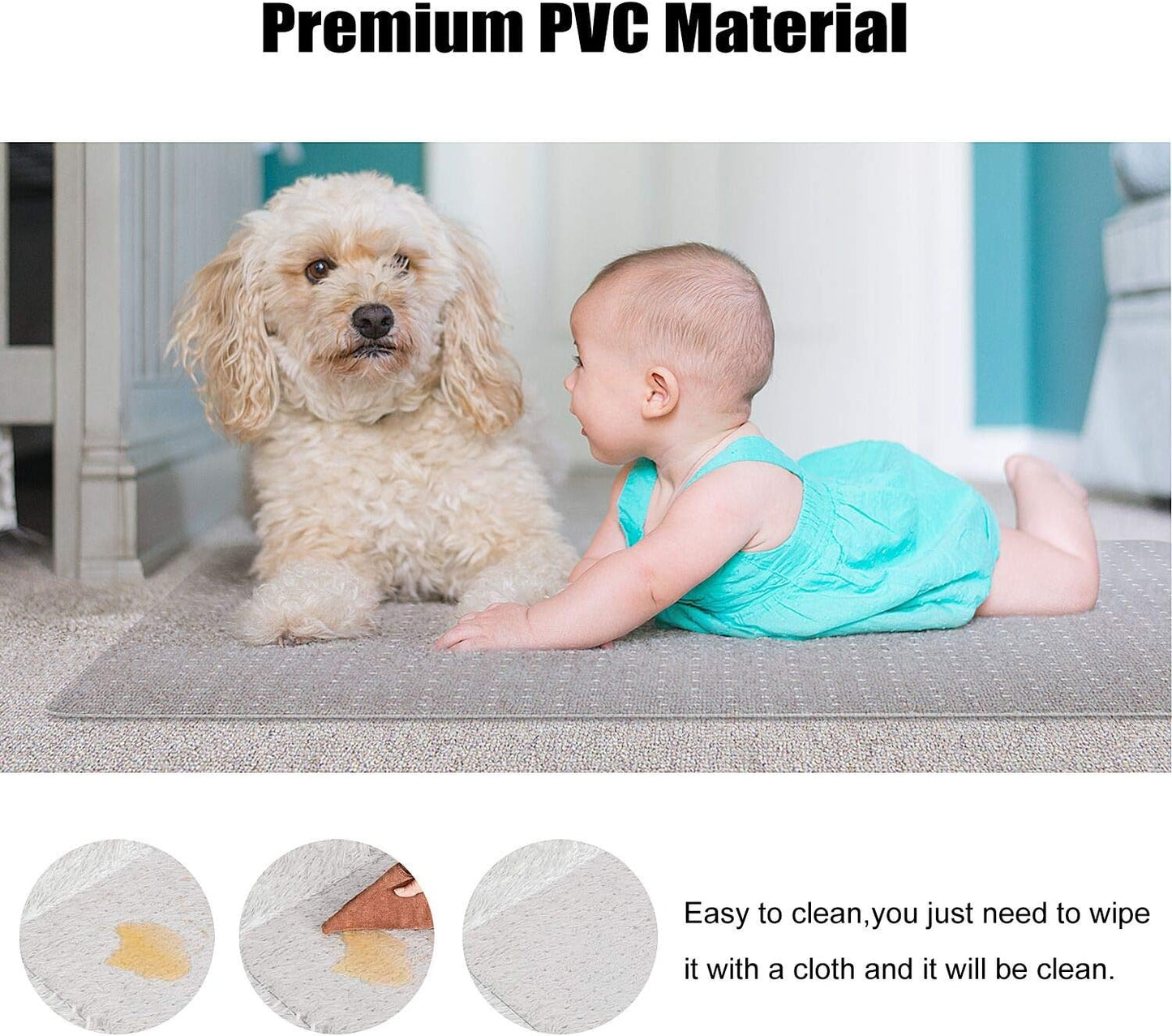 Kuyal Desk Chair Mat for Carpet, 46'' x 72'' Rectangle Transparent Mats for Chairs Good for Desks, Office and Home, Easy Glide, Protects Floors for Low and No Pile Carpeted Floors