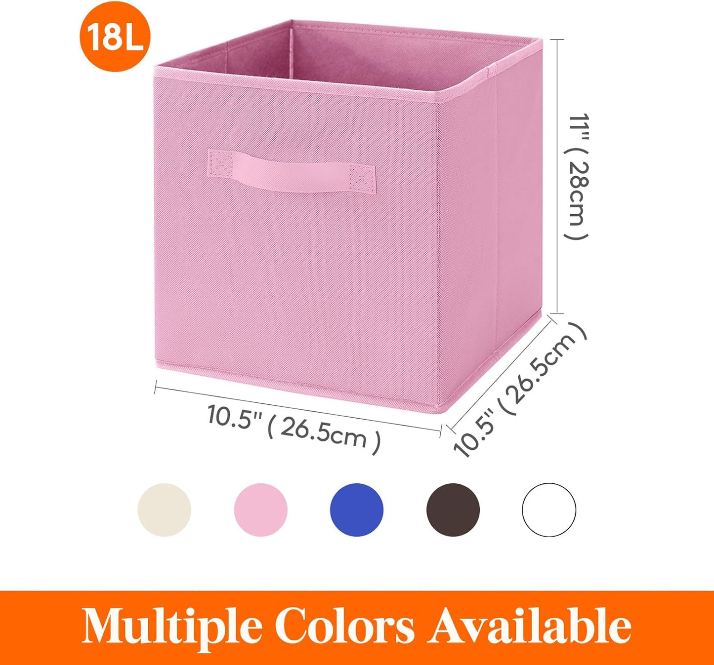 Lifewit 10 Packs Storage Cubes, 11 Inch Cube Storage Bins, Foldable Decorative Fabric Storage Baskets for Organizing Home Organizers with Handles for Shelves, Closet, Pink