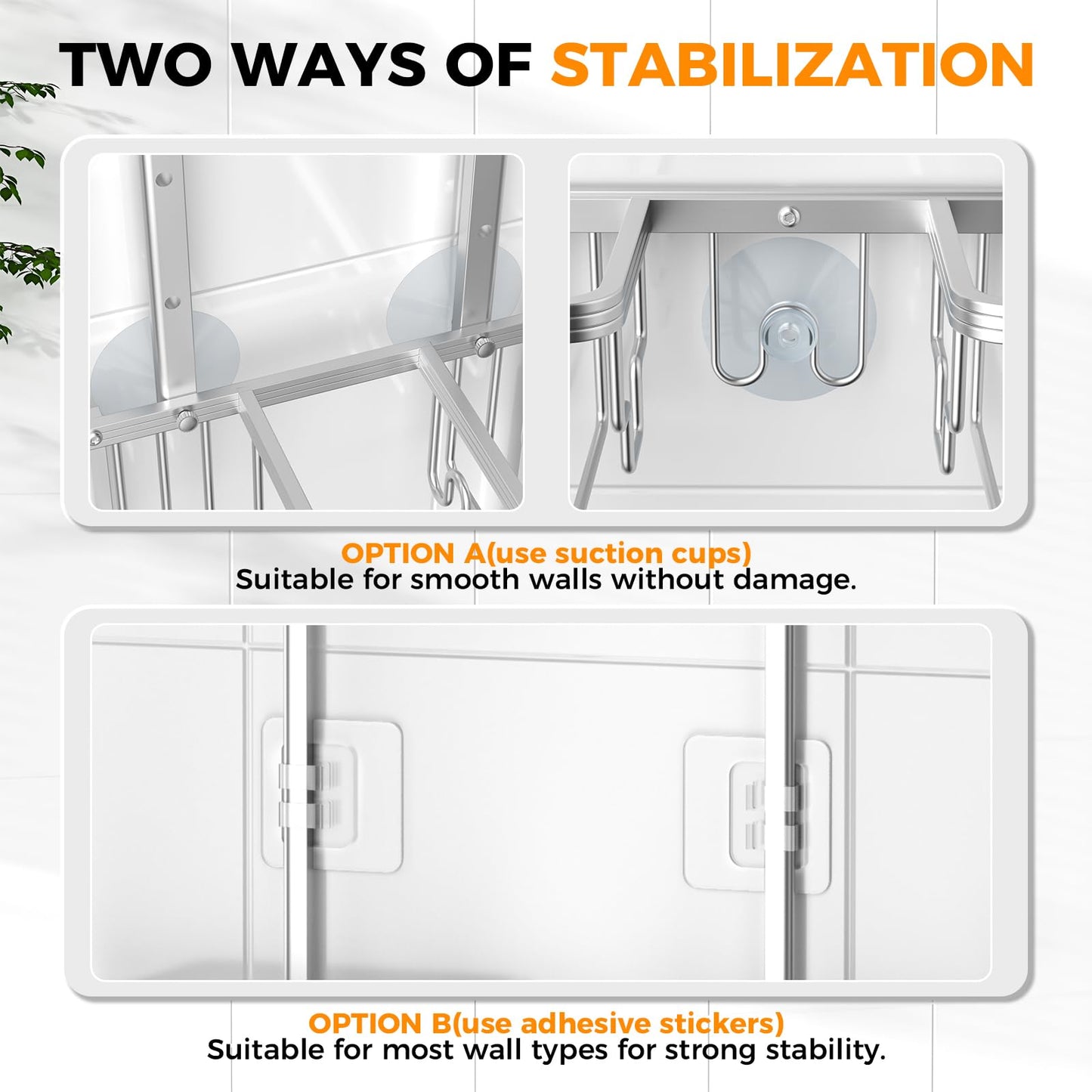 Adjustable Aluminum Shower Caddy Hanging for Handheld Showerhead, Silver