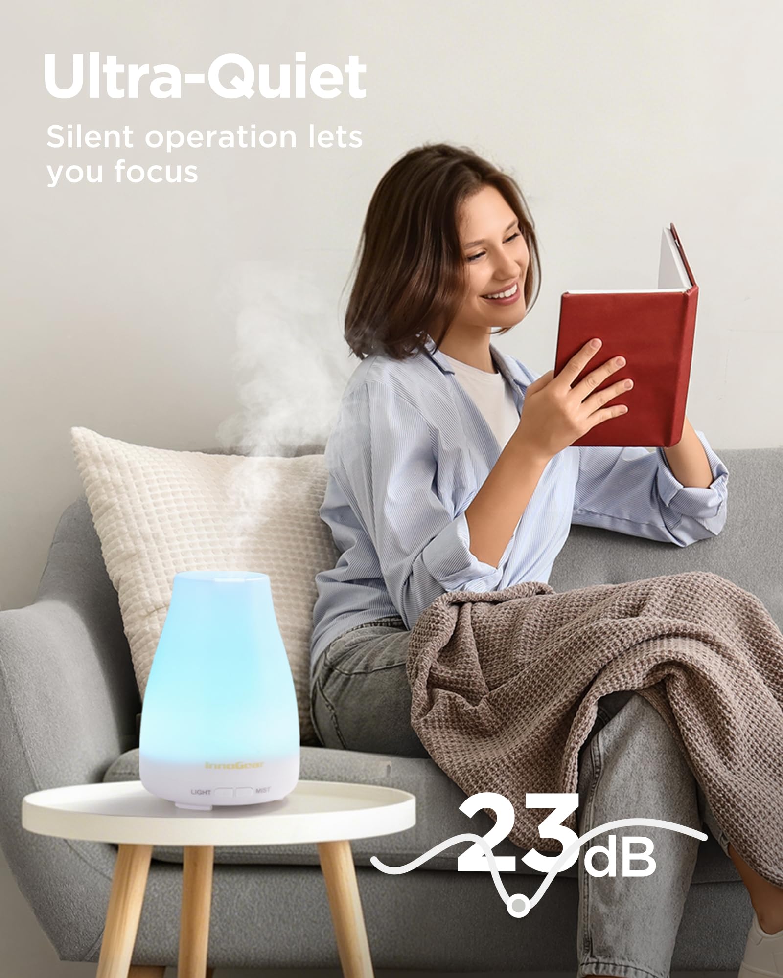 InnoGear Essential Oil Diffuser Ultrasonic Diffusers for Home, Basic White