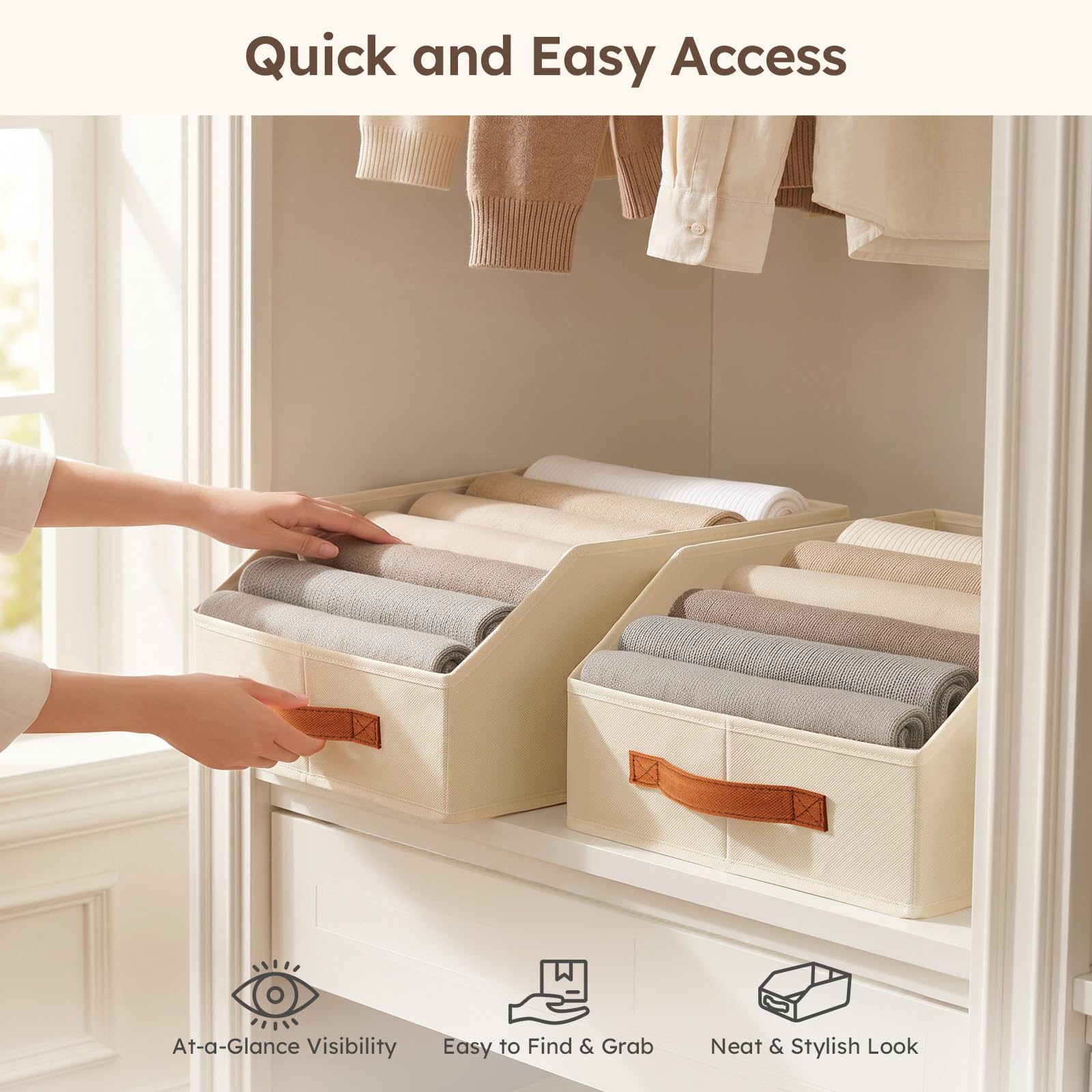 Homsorout Fabric Storage Bins for Organizing - 6 Pack Large Trapezoid Collapsible Storage Bins with