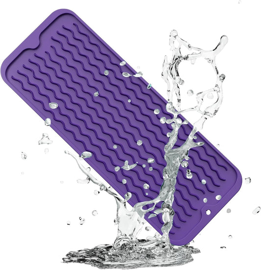 ZLR Silicone Dish Drying Mat for Kitchen Counter, Eco-Friendly Fast Dry Dish Mat, Easy Clean Multi Usage Drying Matt, Heat Resistant Trivet, 6" x 17" Small, Meadow Violet