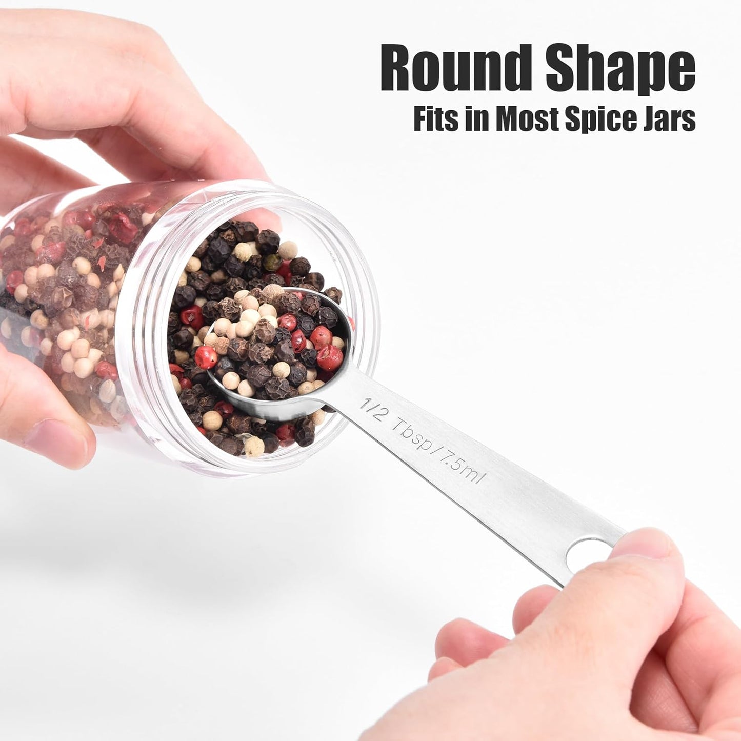 Doosu Measuring Spoons Set of 7-18/8 Stainless Steel Heavy Duty Teaspoons Tablespoons with Engraved Metric & US Measurements, Metal Measure Spoon for Dry and Liquid Ingredients, Dishwasher Safe