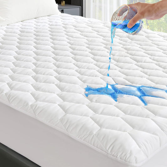 GRT Twin Mattress Protector Waterproof, 100% Waterproof Quilted Fitted Mattress Pad, Noiseless