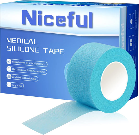 4 Rolls Silicone Sensitive Skin Tape 1"x 4 Yard, Repositionable Medical Tape for Waterproof, Easy