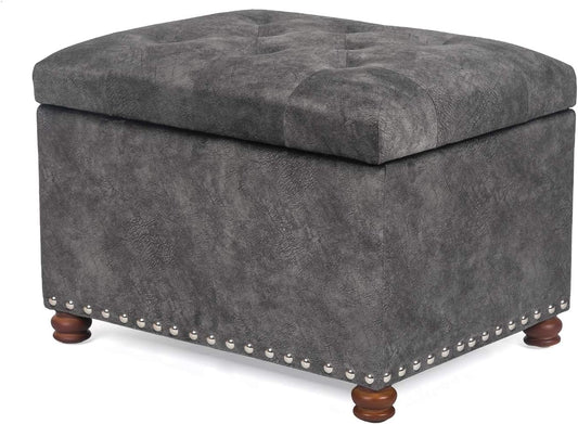Joveco 24" Rectangular Ottoman with Storage for Living Room, Upholstered Storage Bench Foot Stool