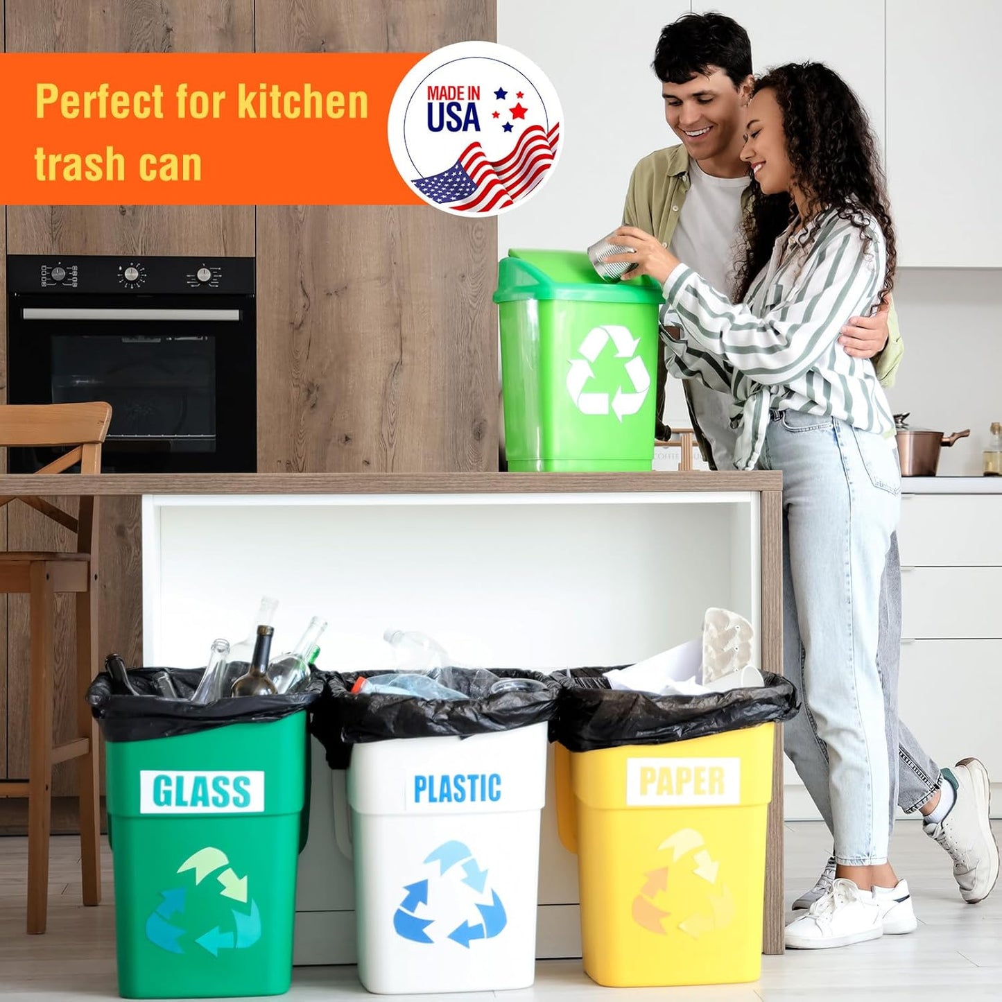 Delxo 40-45 Gallon Black Trash Bags, 125 Count – Heavy Duty Contractor Garbage Bags, Thick, Durable & Puncture-Resistant Plastic – Made in USA for Kitchen, Yard & Commercial Use