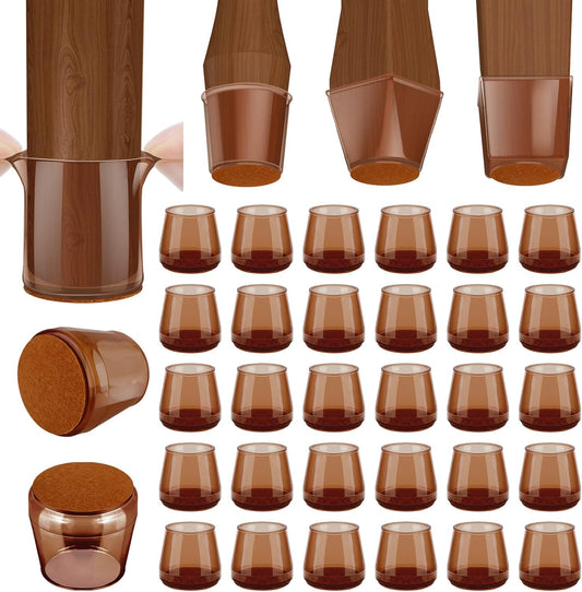 BALEINE 32 Pack Silicone Chair Leg Floor Protectors, Stool Leg Protectors Cap, Non-Slip Chair Leg
