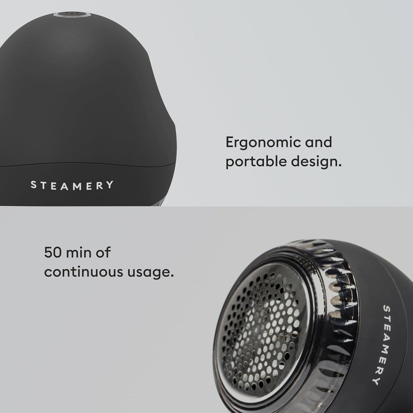 Steamery Fabric Shaver Pilo 1, Lint Remover for Pills and Bobbles, 5W, Portable, Rechargeable, Ergonomic, Scandinavian Design, Black